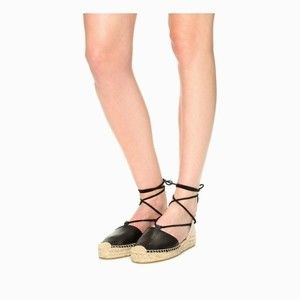 Madewell Soludos Platform Gladiator Sandals Espadrilles in Black Leather Size 6